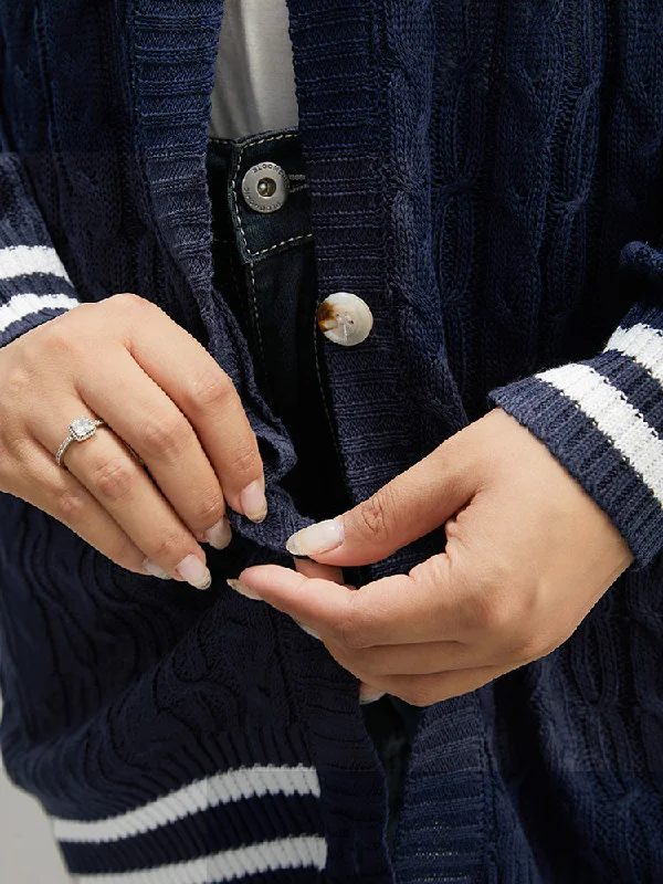 cable-knit-striped-patchwork-button-through-cardigan