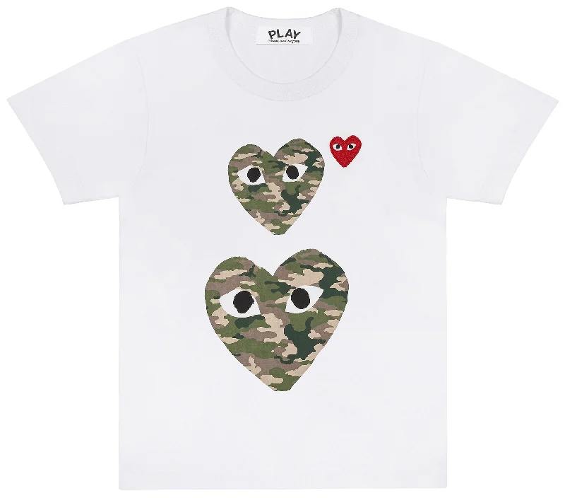 Camou Hearts With Red Emblem Tee Women