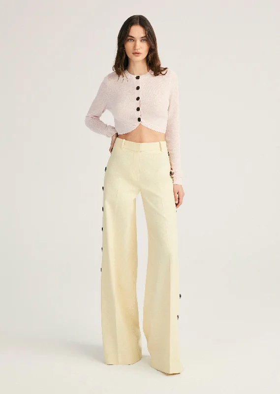 Carter Wide Leg Button Detail Trouser - Sorbet