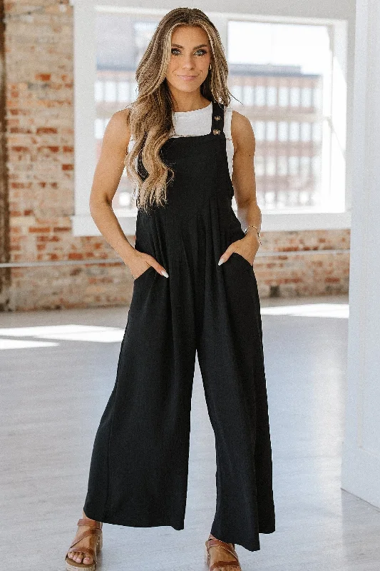 Chaz Wide Leg Pocketed Overalls | S-XL