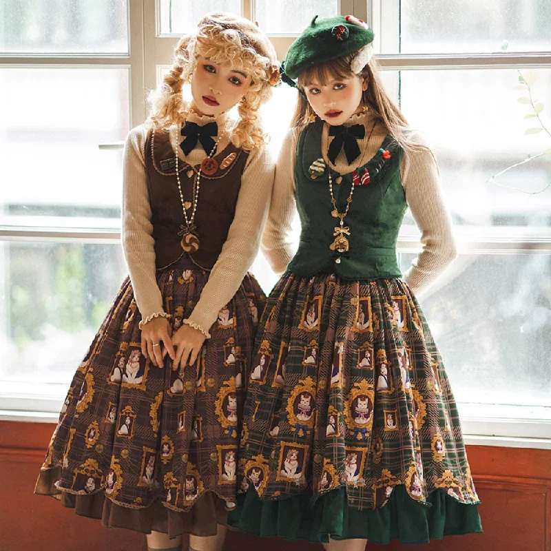 Miss Point~Christmas Preppy Style Velvet Lolita SK Vest Set