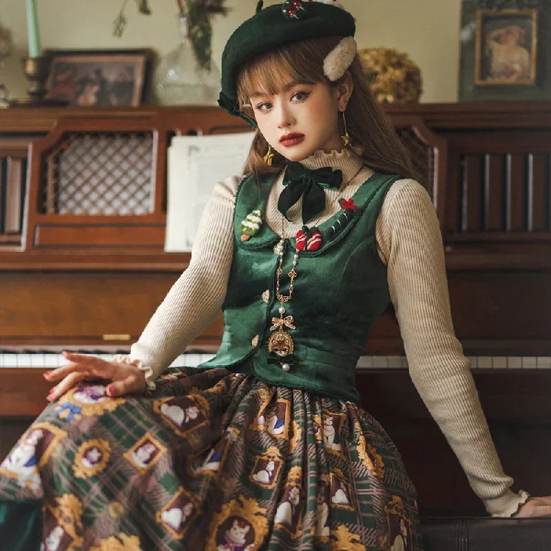 christmas-preppy-style-velvet-lolita-sk-vest-set