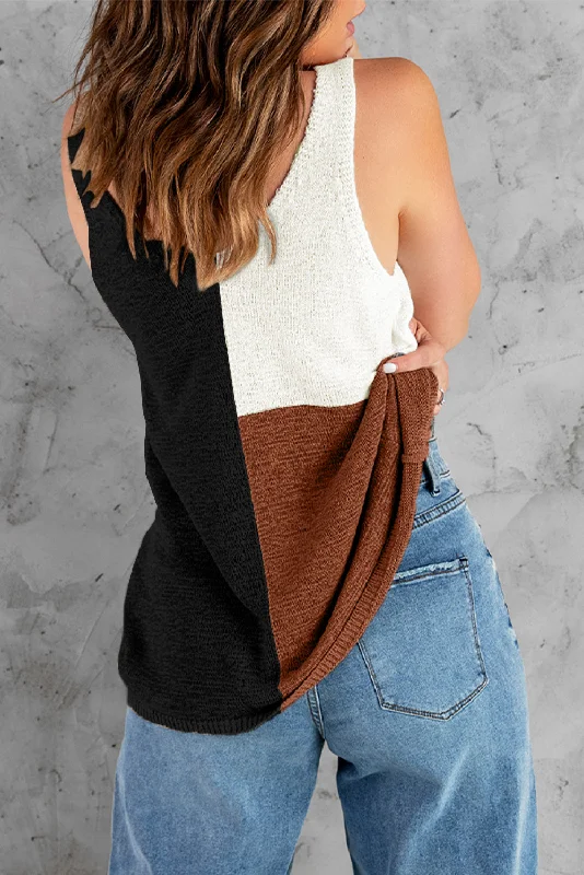 color-block-v-neck-knit-vest