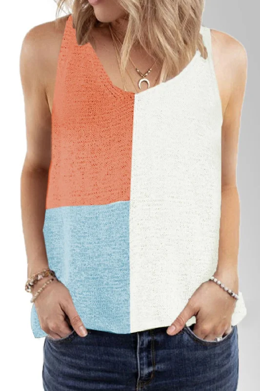 color-block-v-neck-knit-vest