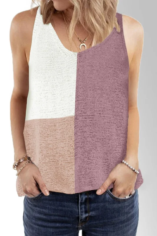 color-block-v-neck-knit-vest