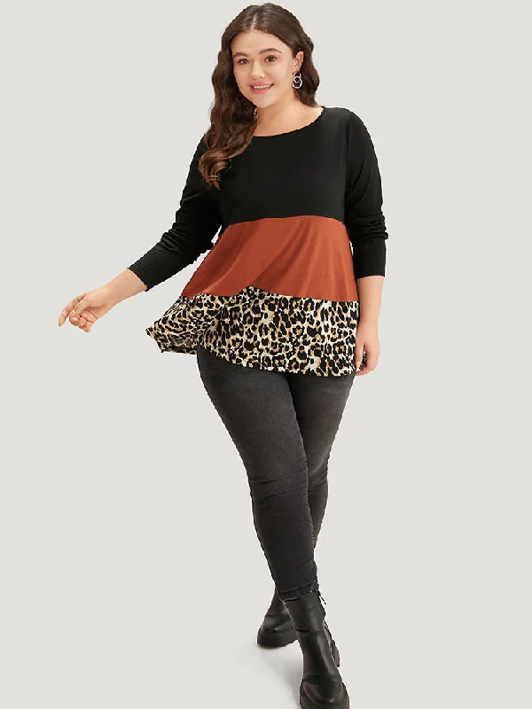 colorblock-leopard-contrast-round-neck-t-shirt