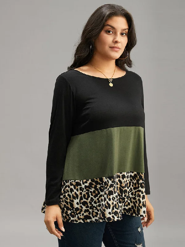 colorblock-leopard-contrast-round-neck-t-shirt