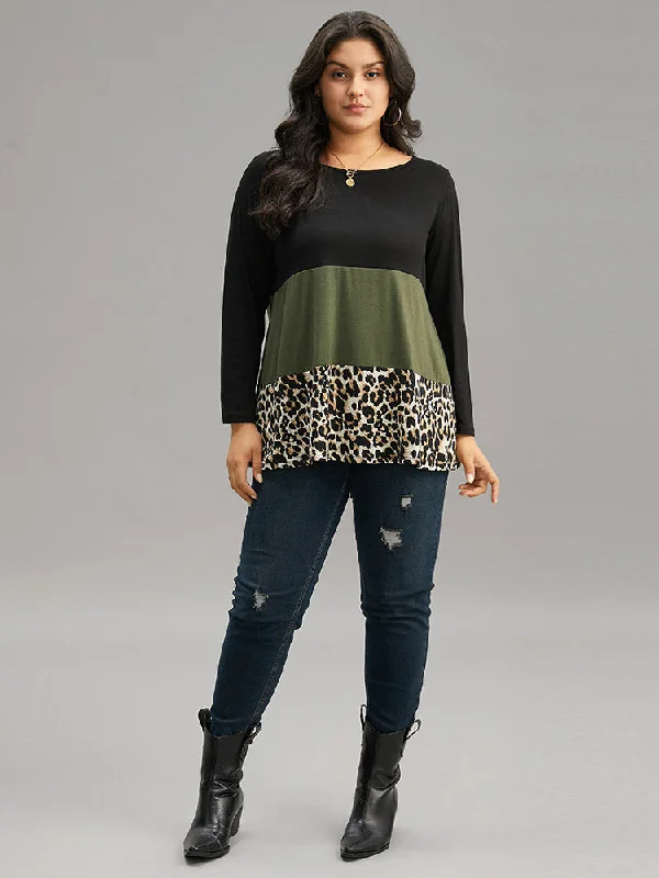 colorblock-leopard-contrast-round-neck-t-shirt