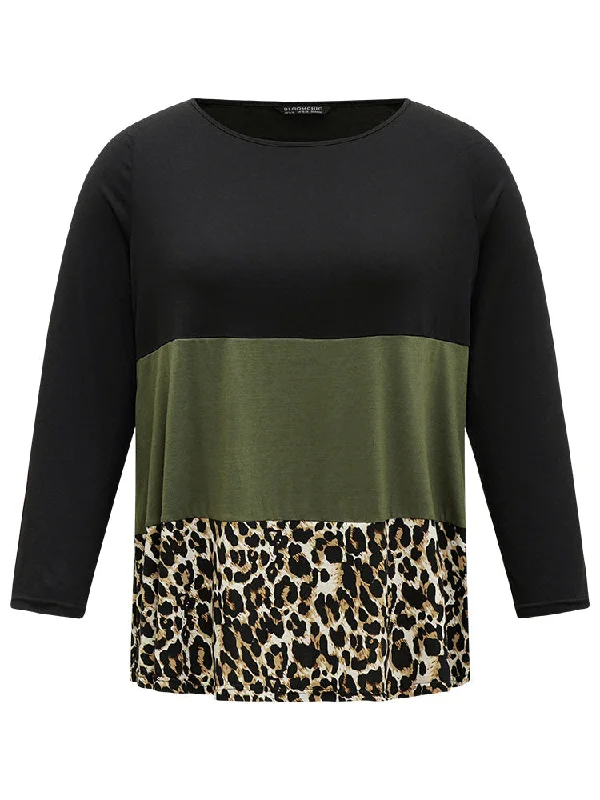 colorblock-leopard-contrast-round-neck-t-shirt