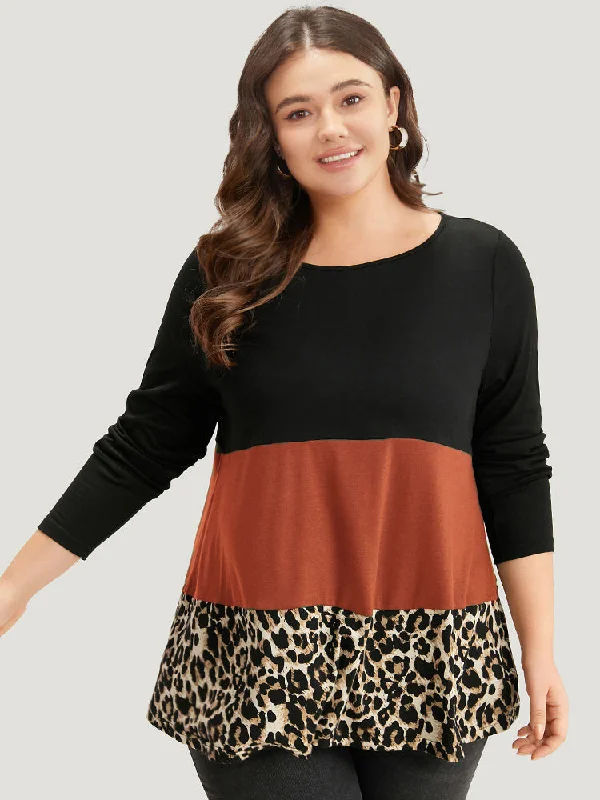 colorblock-leopard-contrast-round-neck-t-shirt