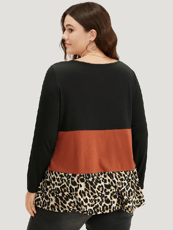 colorblock-leopard-contrast-round-neck-t-shirt