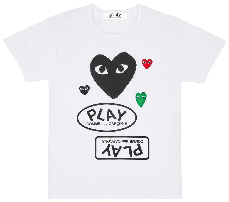 Multi Logo Big Black Heart T-Shirt Women