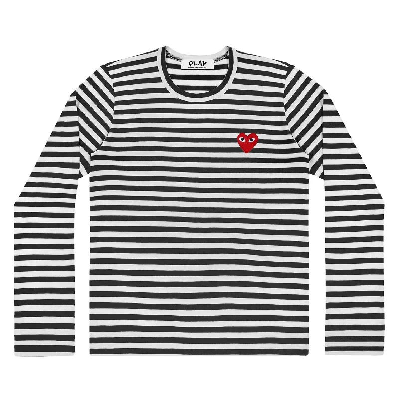 Long Sleeve Stripes With Red Emblem Tee Unisex