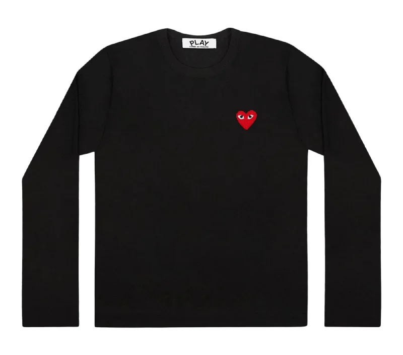 Long Sleeve Tee With Red Emblem Women