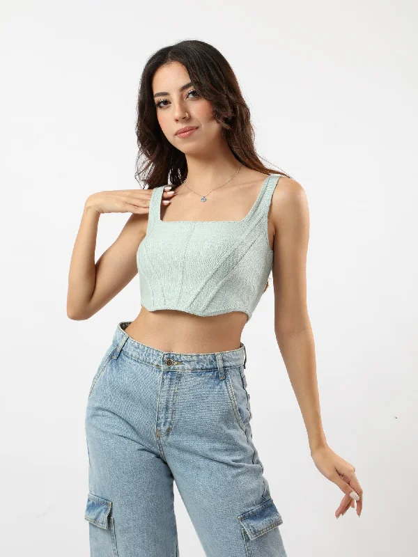 Cropped Top - Sleeveless - Slim Fit