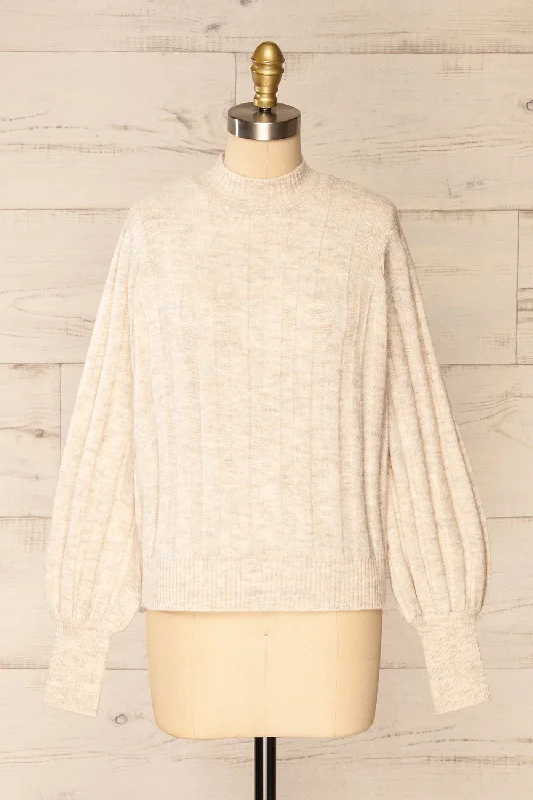 Cuenca Ivory | Ribbed Mock Neck Knit Top