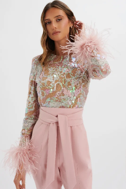 delia-embellished-feather-cuff-jumpsuit-in-pink