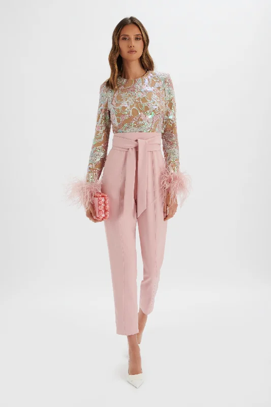 delia-embellished-feather-cuff-jumpsuit-in-pink