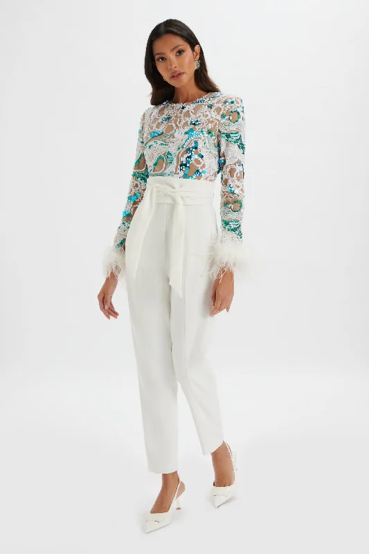 delia-embellished-feather-cuff-jumpsuit-in-white