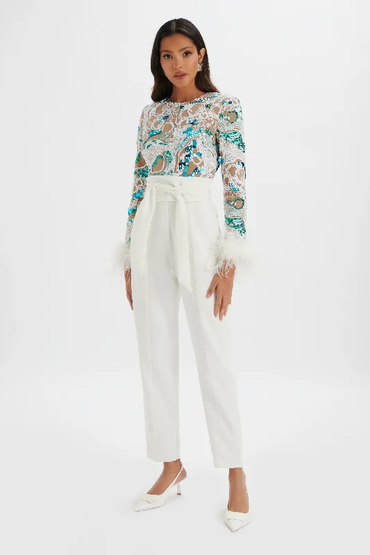 delia-embellished-feather-cuff-jumpsuit-in-white