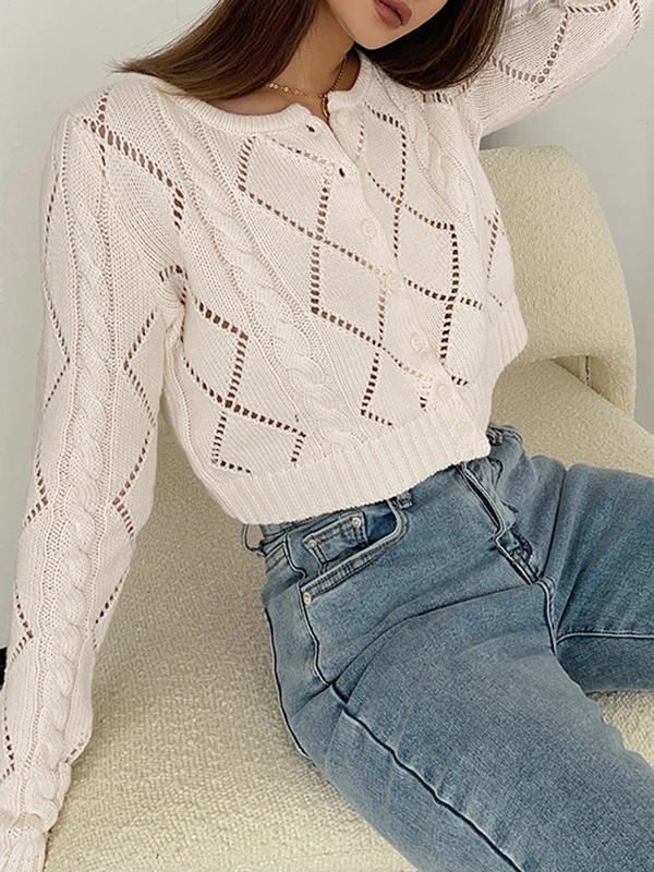 diamonds-eyelet-button-up-knit-top