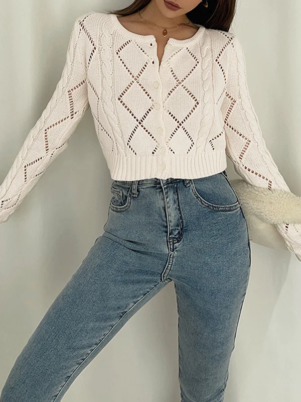 diamonds-eyelet-button-up-knit-top