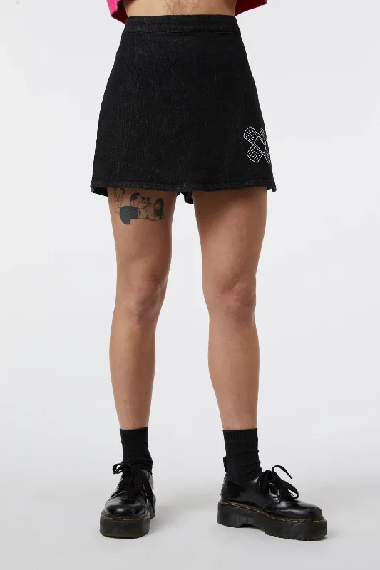 Embroidered Denim Skort