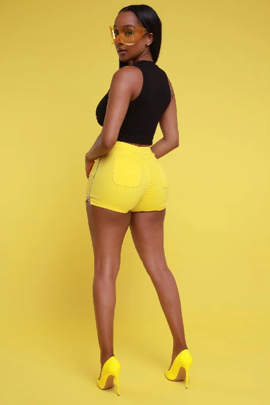 get-a-taste-high-rise-zip-up-shorts-yellow