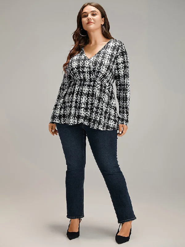 gingham-wrap-elastic-waist-t-shirt