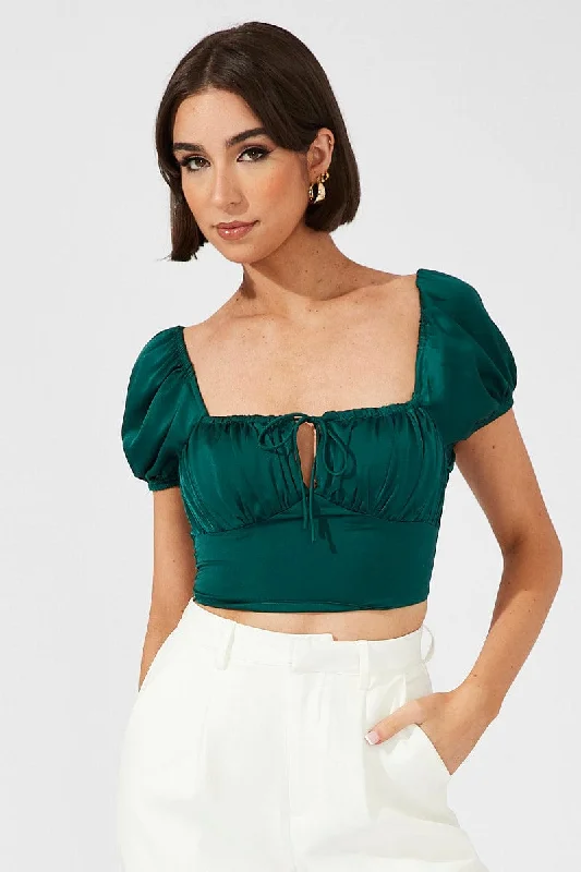 Green Corset Top Short Sleeve