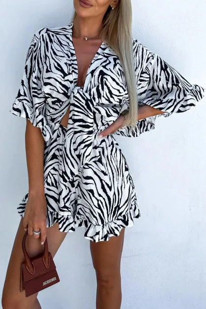 heidi-white-zebra-print-knot-front-playsuit