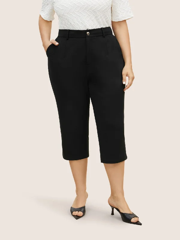 High Rise Split Hem Slanted Pocket Slim Pants