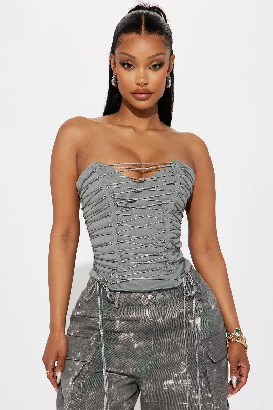 Hot List Strappy Corset top - Grey