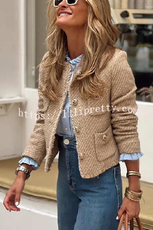 Lilipretty Joy To The World Tweed Metal Button Pocket Jacket