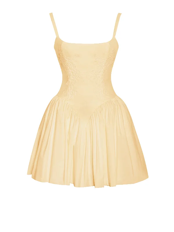 kadi-yellow-cotton-corset-mini-dress