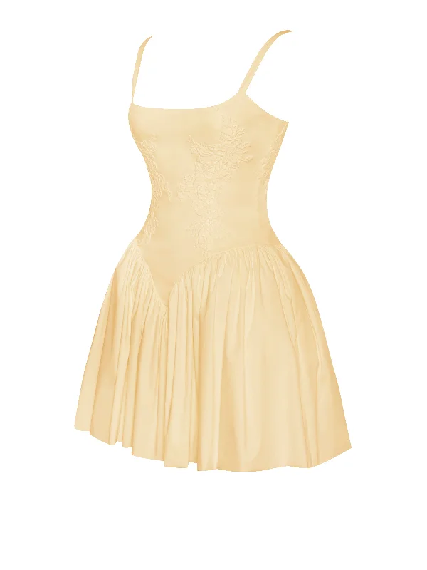 kadi-yellow-cotton-corset-mini-dress