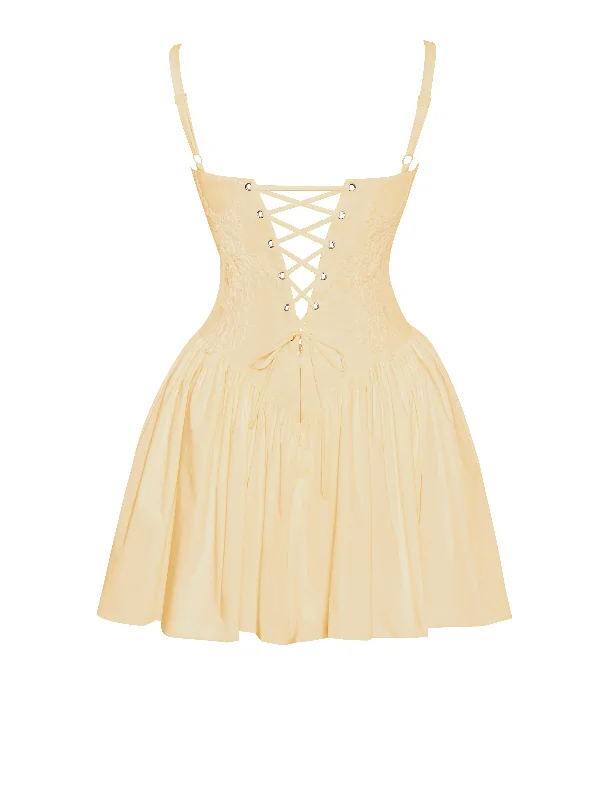 kadi-yellow-cotton-corset-mini-dress