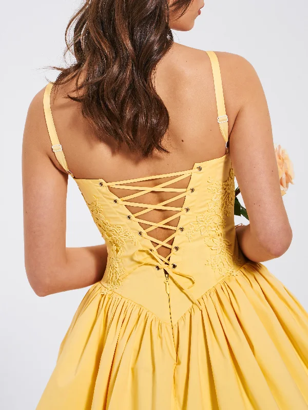 kadi-yellow-cotton-corset-mini-dress