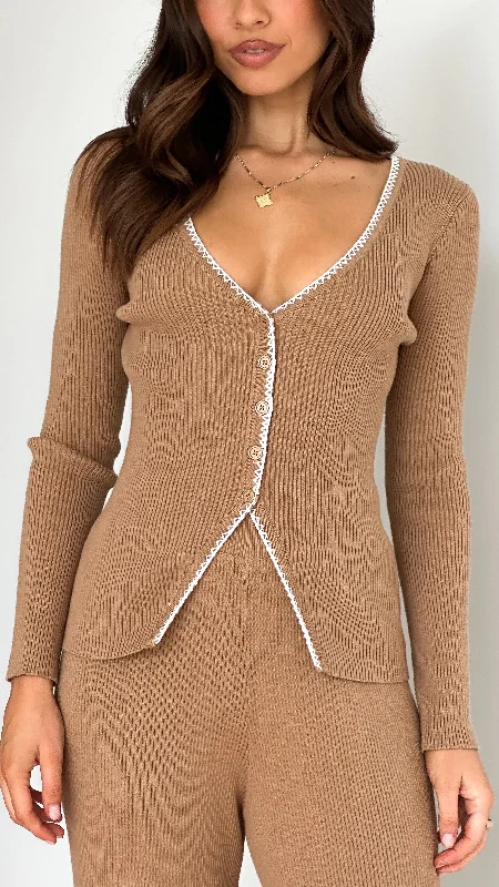 Kaelyn Long Sleeve Top - Taupe