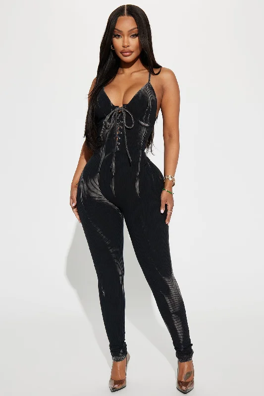 Larissa Tie Dye Rib Jumpsuit - Black