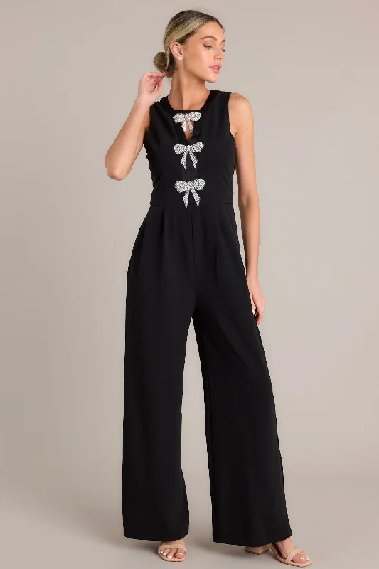 Luminous Bliss Black Sleeveless Jumpsuit