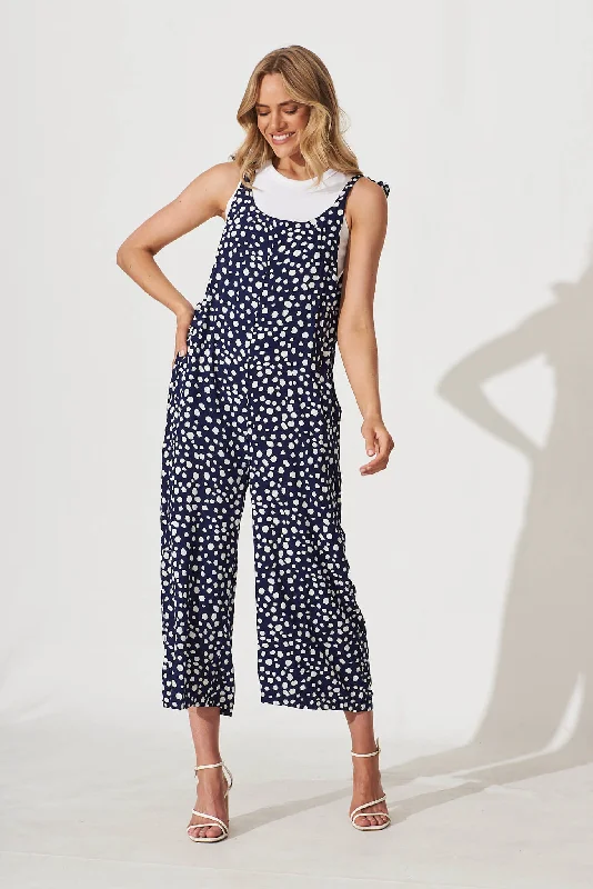 Madonna Jumpsuit In Navy With White Speckle