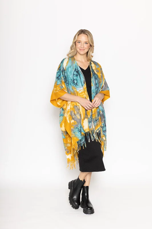 Mixed Print Fringe Kimono