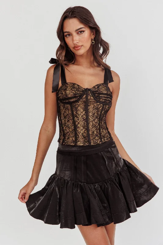 Odila Bow Shoulder Corset Top Black