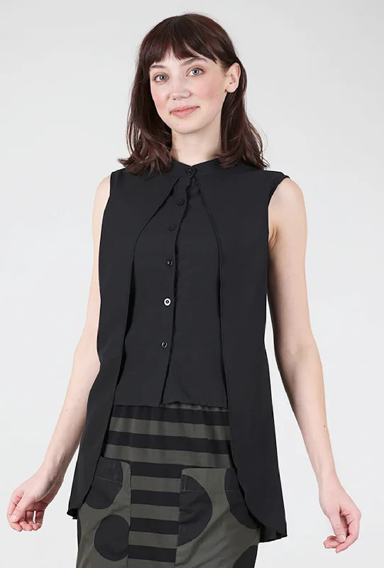 Sleeveless Two-Layer Top, Black