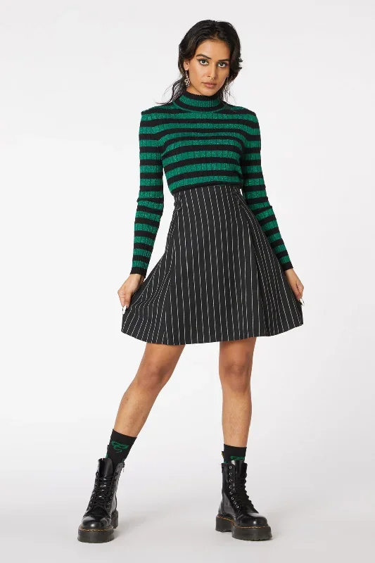 Pin Stripe Pleat Mini Skirt