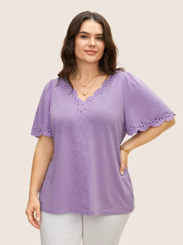 plain-broderie-anglaise-flutter-sleeve-t-shirt