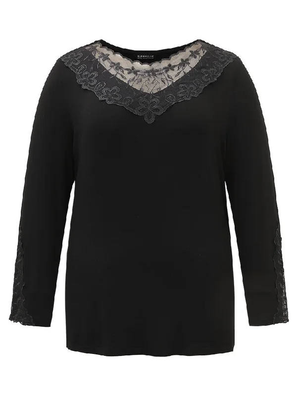 plain-crochet-lace-mesh-t-shirt