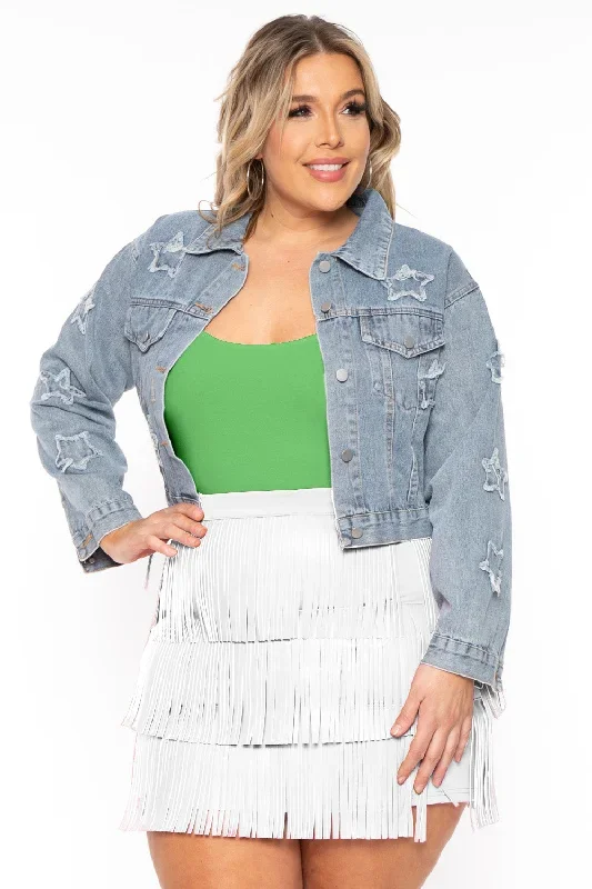 Plus Size Faux Leather Fringe Mini Skirt - White