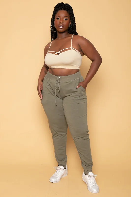 Plus Size Sweat Jogger - Olive